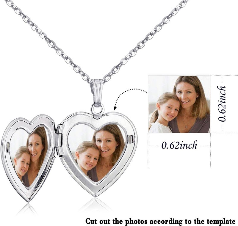 YOUFENG Love Heart Locket Necklace that Holds Pictures Photo Locket Birthday Gifts - Image 5